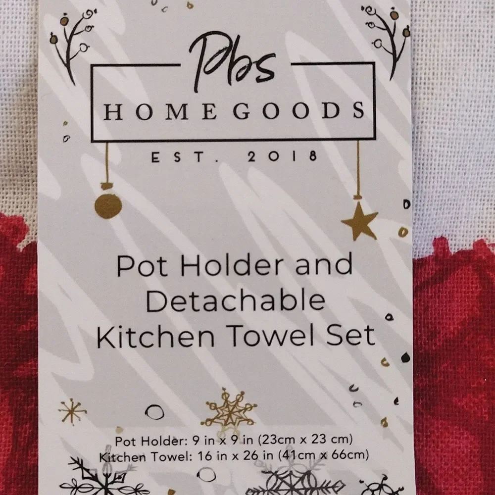 Christmas Themed Pot Holder Towel‎ Set & Mini Mitts Kitchen Bundle NWT